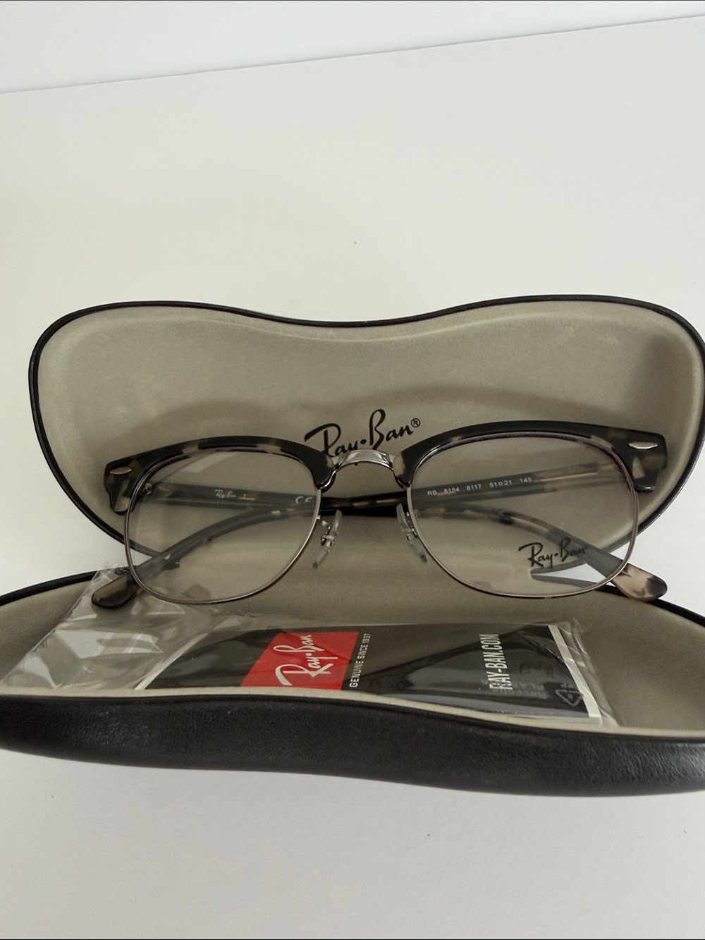 Classic Semi-Rim Browline Glasses in Tortoiseshell gray Havana clubmaster 5154